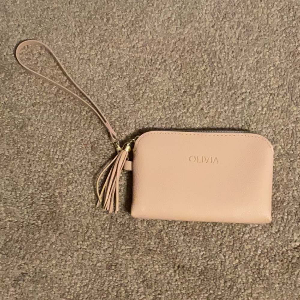Light Pink Leather OLIVIA Wristlet with Tassel Detail
